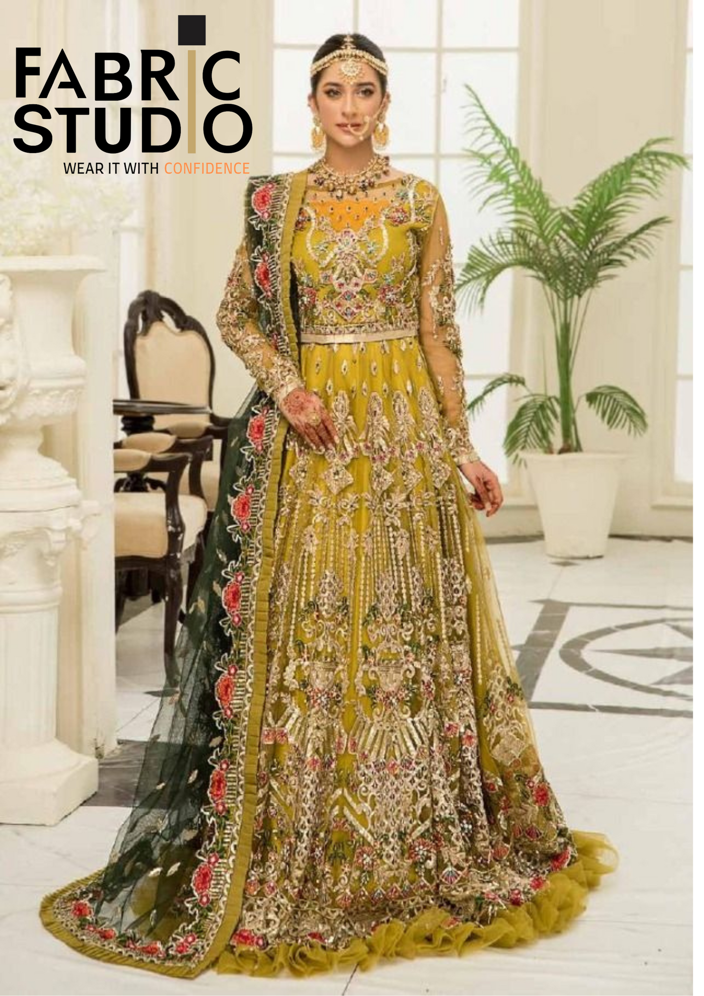 Olive Green Lehenga Mehndi